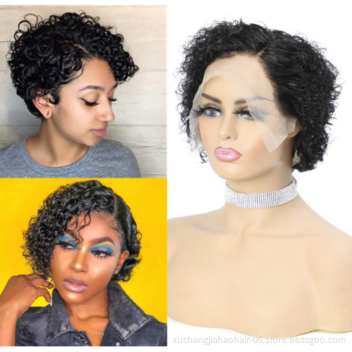 Wholesale pixie curls wig for women peruvian human hair extensions short pixie curls human hair wigs
